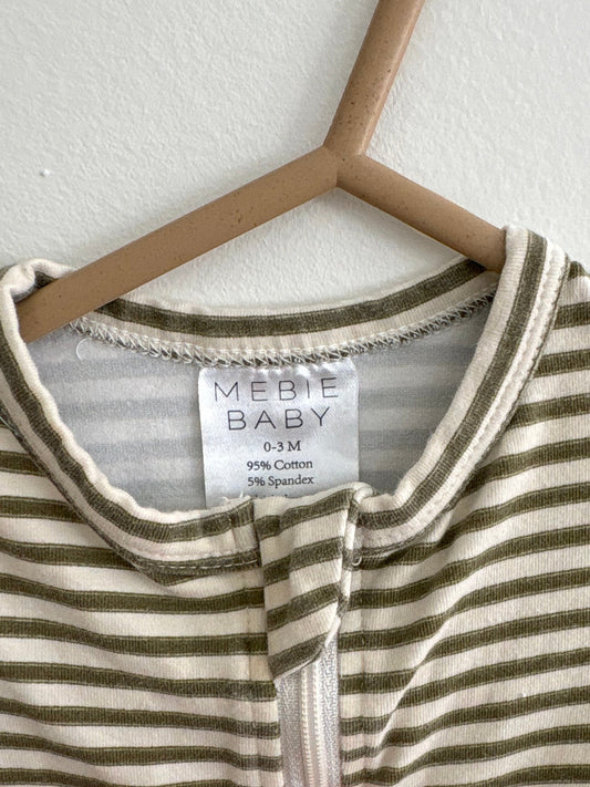 Cotton Onesie | Green Stripes | 0-3M