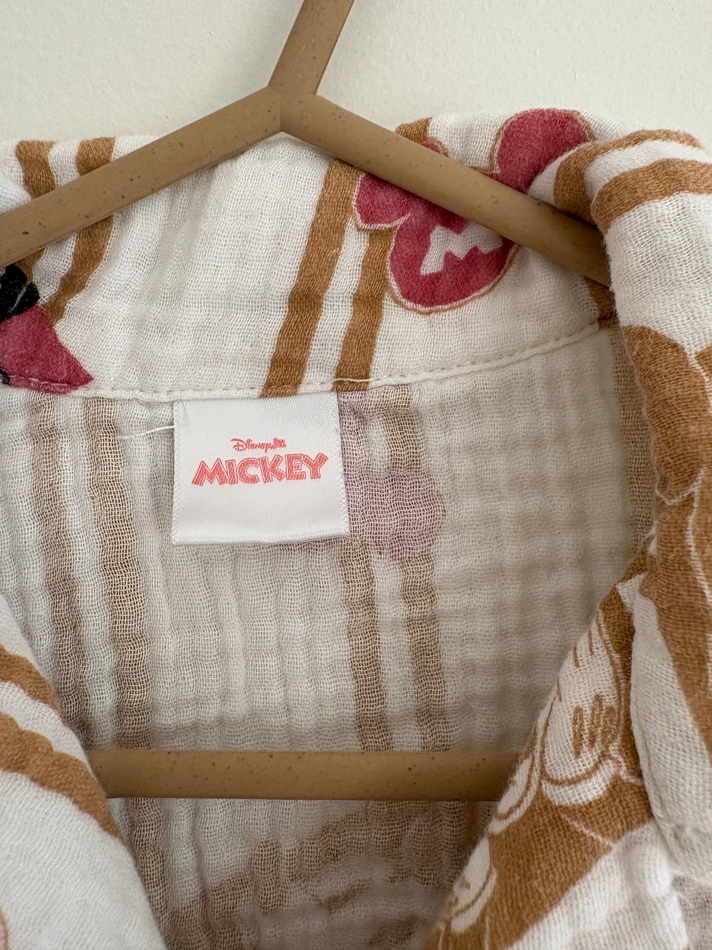 Shirt | Buttoned White Tan Mickey | 3T