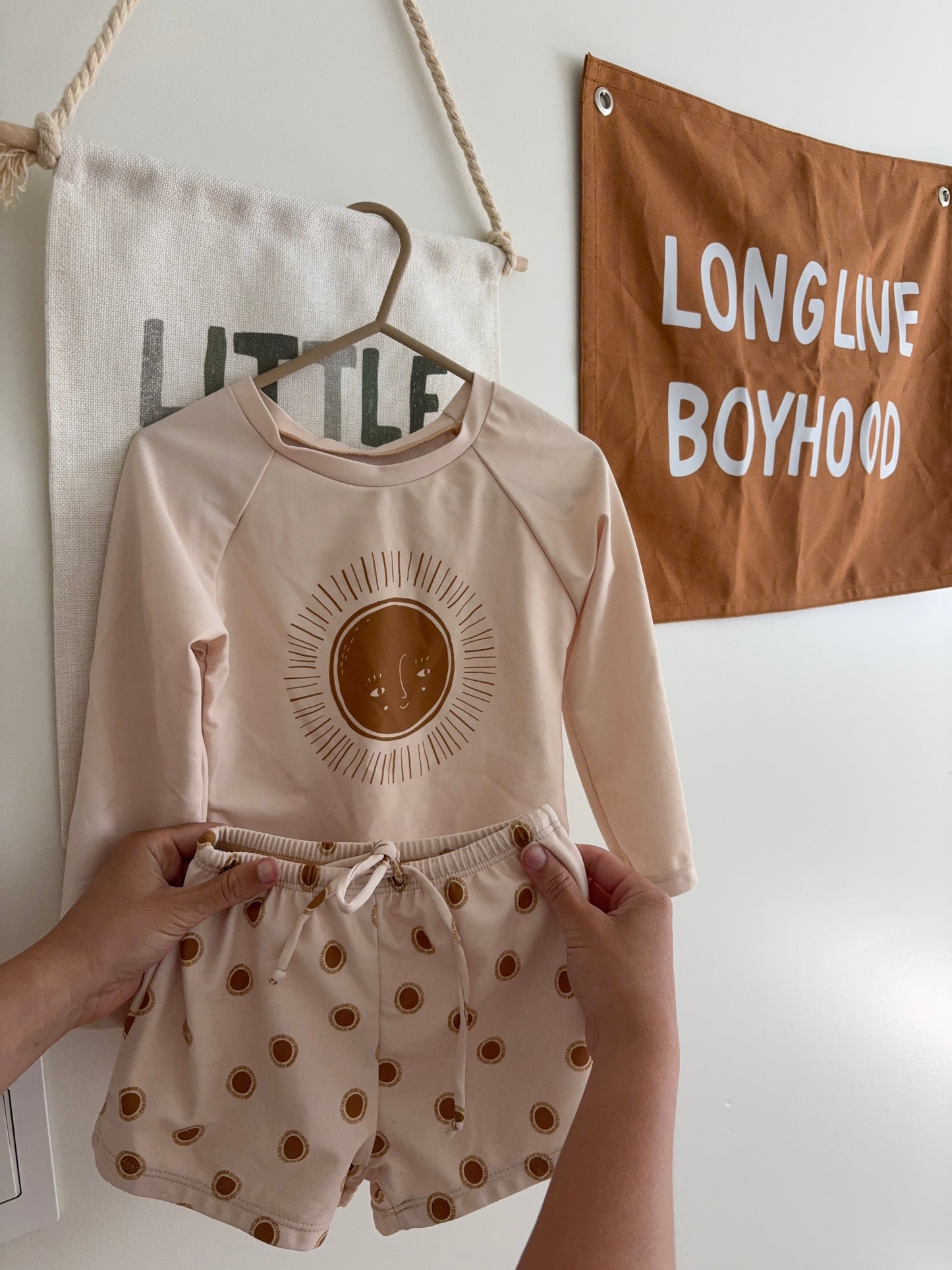 Top + Bottom Swimsuit Set | Beige Tan Sun | 18-24M