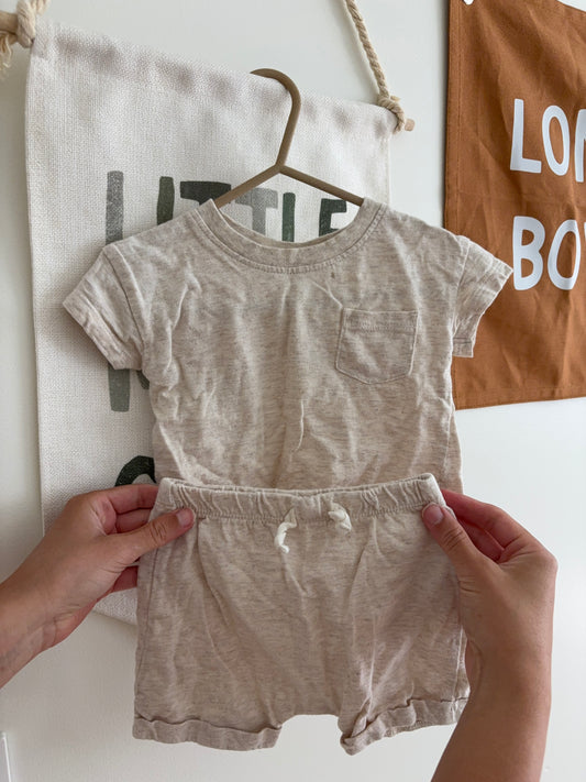 Top + Bottom Set | Off-White | 3-6M