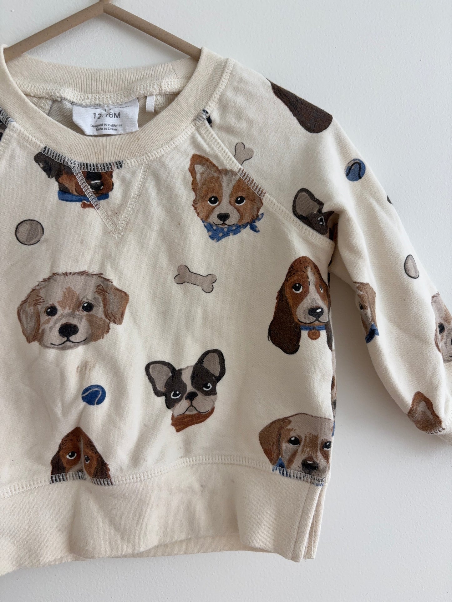 Top + Pants Set | Beige Doggy Print | 12-18M