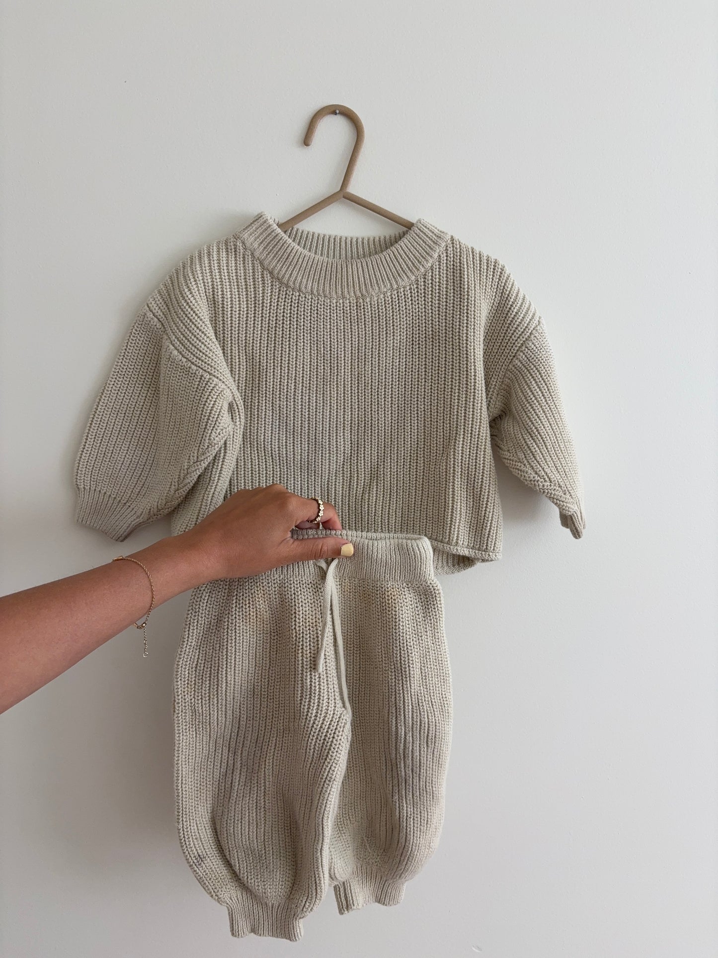 Knit Sweater + Pants Set | Beige | 12-18M