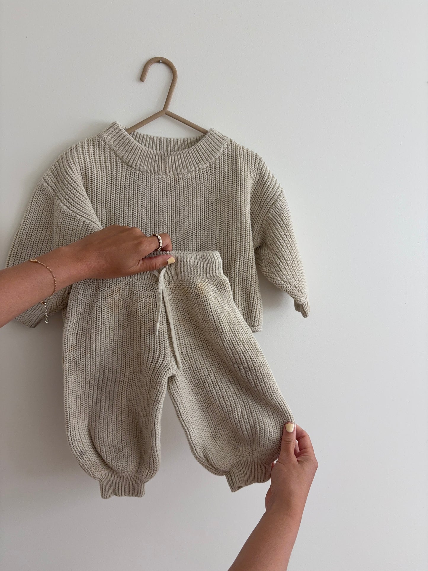 Knit Sweater + Pants Set | Beige | 12-18M