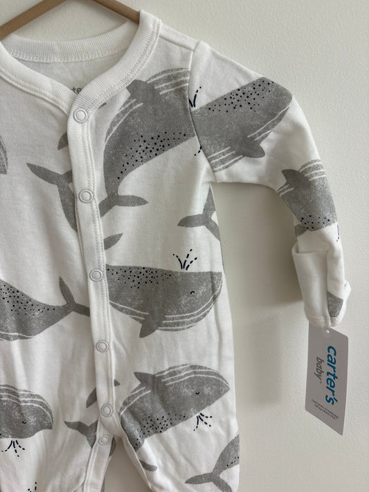 Cotton Onesie | Grey Whales | Newborn | NEW