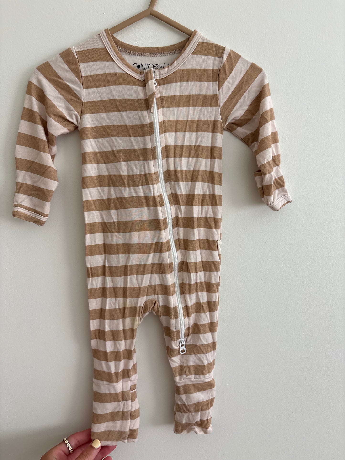 Bamboo PJ | Tan Stripes | 3-6M