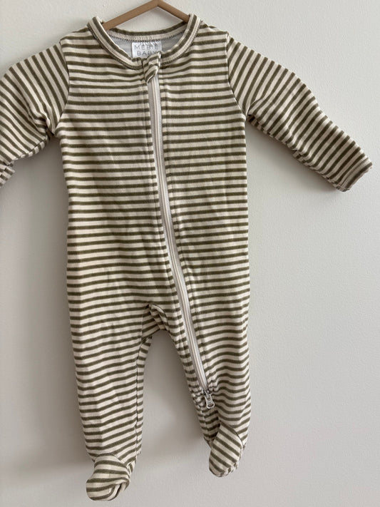 Cotton PJ | Green Stripes | 0-3M