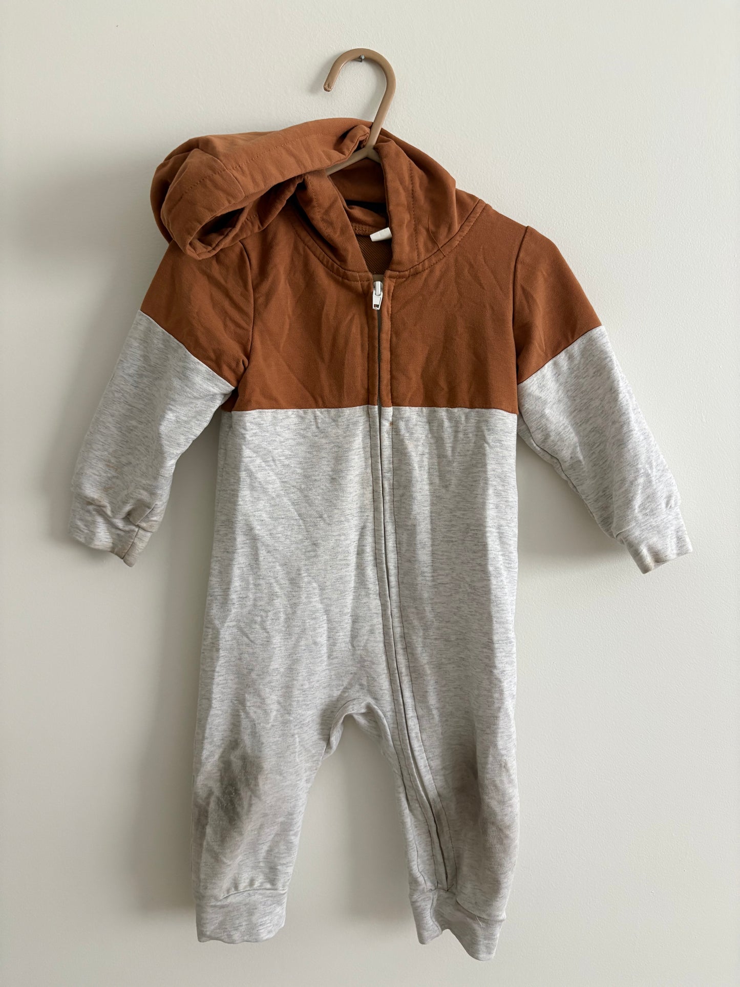 Romper Hoodie | Grey Tan | 18-24M