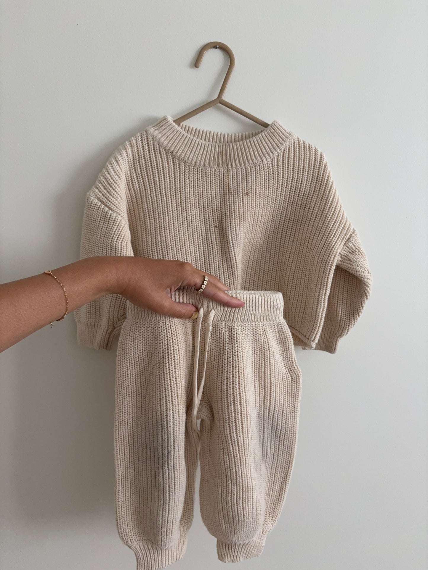 Top + Pants Set | Knit Beige | 12-18M