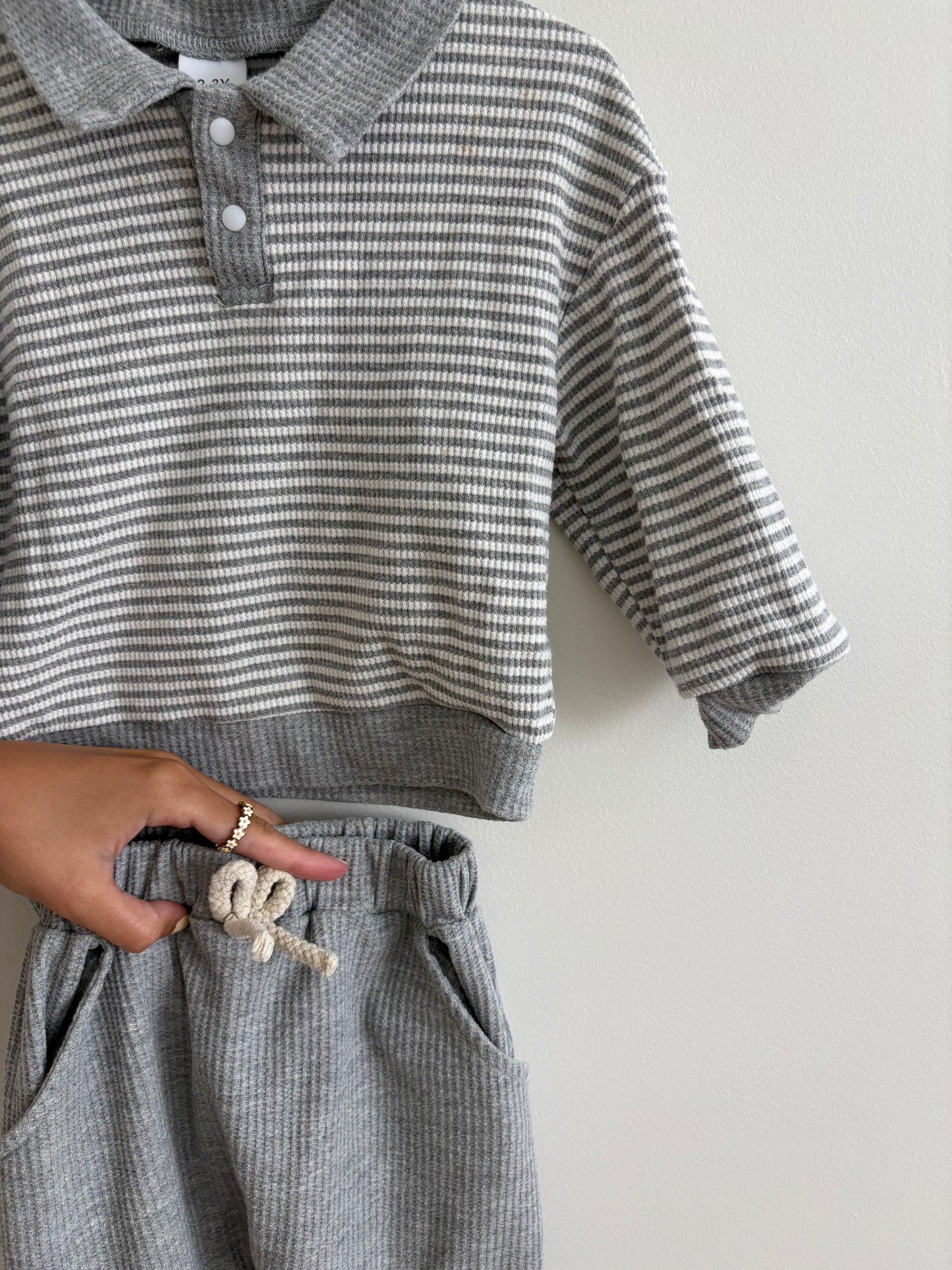 Top + Pants Set | Striped Grey | 2T