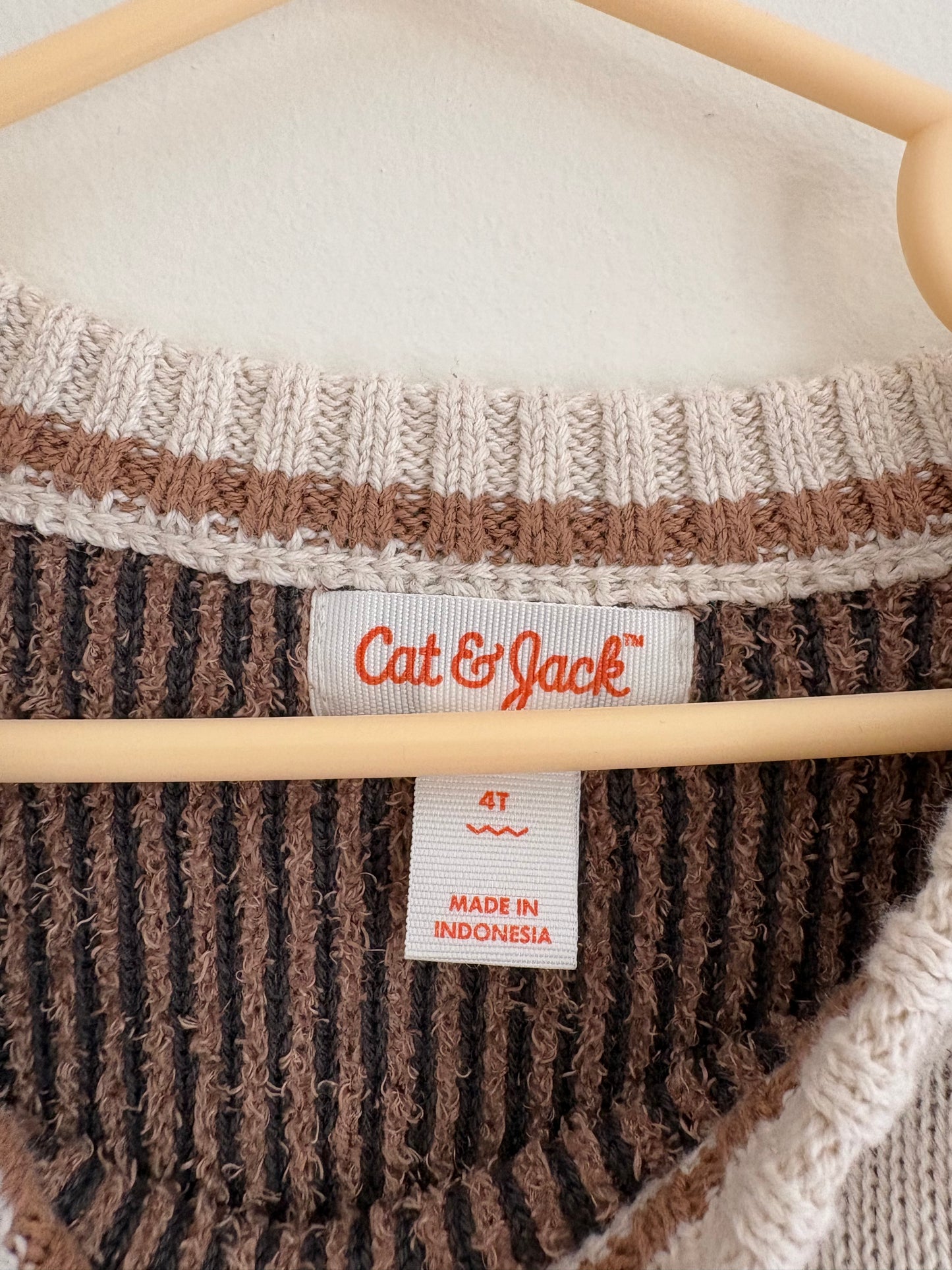 Knit Sweater | Beige Bears Print | 4T