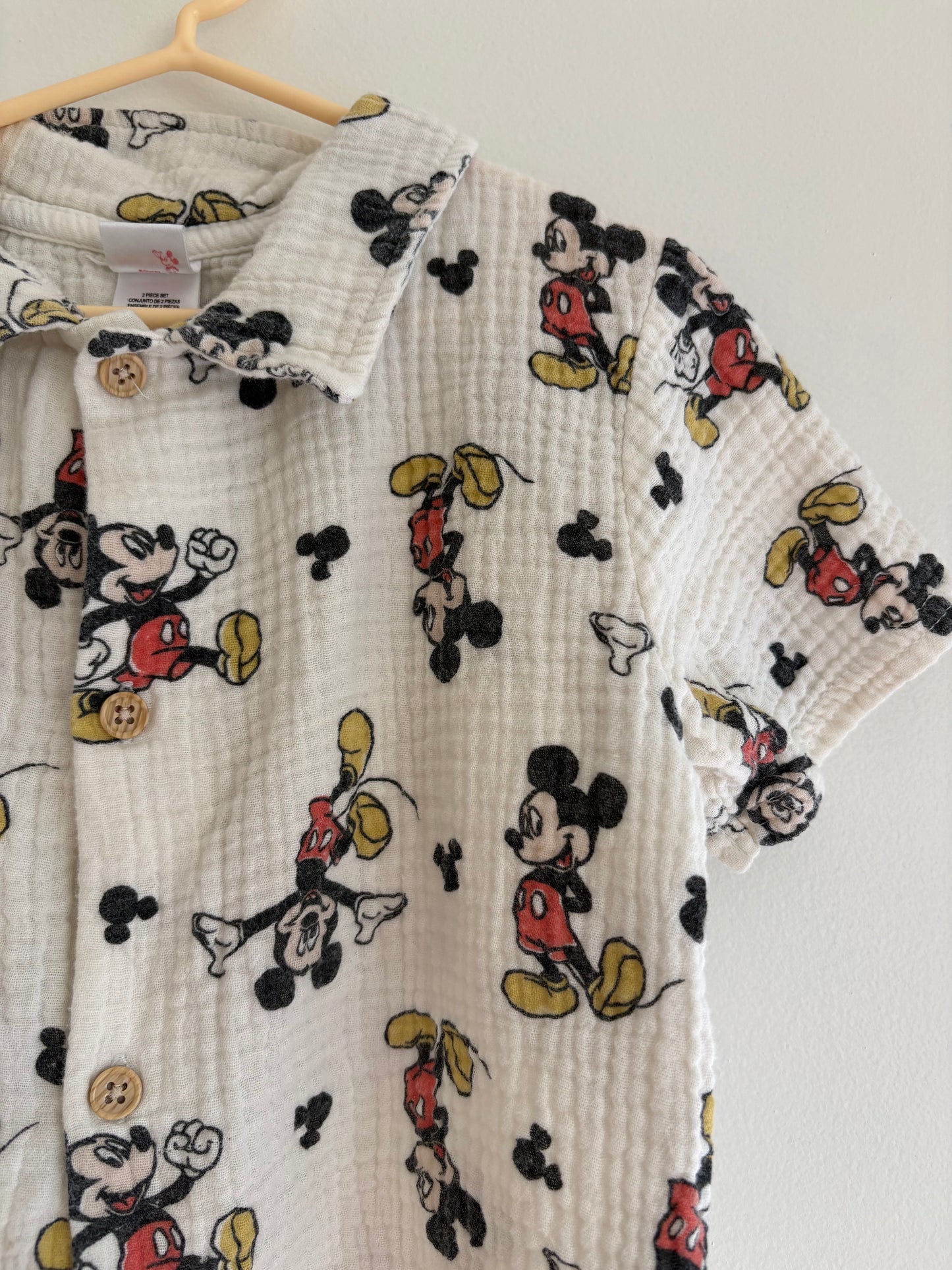 Shirt | Buttoned White Mickey | 4T
