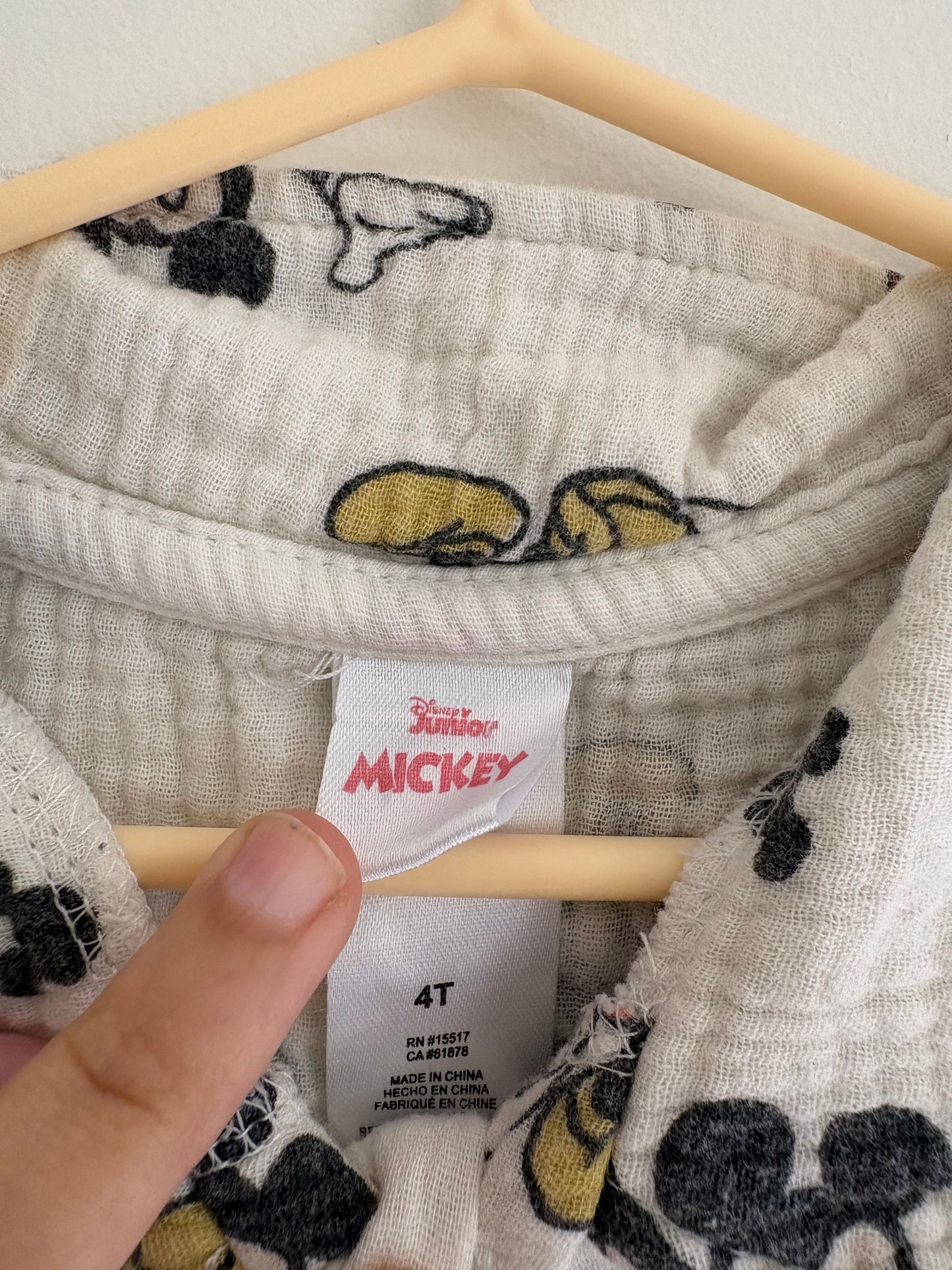 Shirt | Buttoned White Mickey | 4T